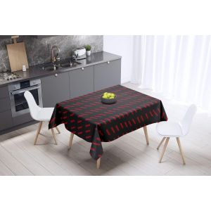 Sjzg-, Anti-Moisissure, S&eacute;chage Rapide, R&eacute;sistant Aux Taches, Lavable En Machine, 100% Polyester Nappe De Table, Rouge Noir, 140 X 140 Cm - Con&ccedil;u Et Fabriqu&eacute; En Turquie - Neuf