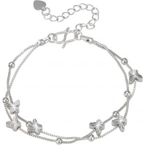 Eryi-Bracelet En Forme De C?Ur, Bracelet En Acier Inoxydable Exquis, Pendentif De Poignet Avec Fermeture À Boucle De Ot, Bijoux Bracelet Gravé, Chaîne De Poignet Pour Femmes Filles - Neuf