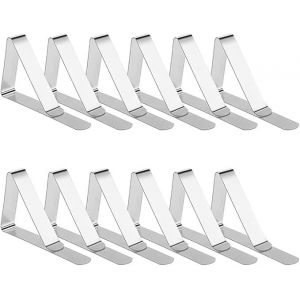 Pinces à nappe en acier inoxydable, pinces à nappe réglables pour l'extérieur, pinces à nappe de jardin pour cuisine, bureau, restaurant, pique-nique, mariage, (12 pièces) - Neuf