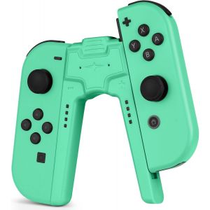 Chargeur Compatible Avec Joy Con Pour Nintendo Switch Et Oled Model, Charging Grip Handle, Comfort V-Shaped Game Controller Avec Indicateur Led, Usb Type-C, Vert - Neuf