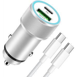 Usb C Cigarette Lighter Charger 60w With 1m Type C Cable Quick Charge For Iphone 16 15 Pro Max/Plus, Samsung Galaxy S25 Ultra S24 S23, Pd&qc3.0 Car Charger Usb C Pd&qc3.0 Cigarette Lighter Socket - Neuf