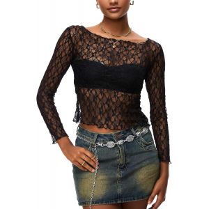 Utigh-Haut En Maille Transparente Pour Femme - Top En Maille Transparente À Une Épaule - Tenue Rave Pour Fête En Club - Neuf