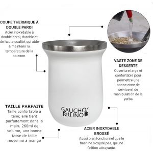 - Kit industriel en acier inoxydable pour boire du Yerba Mate, une paille Bombilla et 1 litre facile &agrave; nettoyer | Confortable &agrave; tenir | Chaud plus longtemps, noir - Neuf