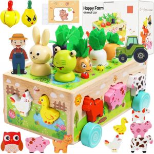 Wooden Montessori Toy,Baby Toy 1-4 Years,Montessori Games 1 Year,Wooden Farm Game Toy,Easter Learning Toys Gift for Babies Toddlers 1 2 3 Years Old - Neuf