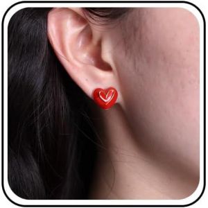 Kal-Boucles D'oreilles Coeur En Émail Boucles D'oreilles Coeur Noir Boucles D'oreilles Coeur Boucles D'oreilles Coeur Boucles D'oreilles Amour Boucles D'oreilles Coeur Bijoux Pour Femmes Filles - Neuf
