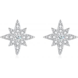Kal-Boucles D'oreilles Pour Femme En Argent Sterling 925 Avec Zircone Cubique, Boucles D'oreilles En Forme D'&eacute;toile Hypoallerg&eacute;niques En Argent 925, Petites, Cartilage Mignon, Sommeil Plat, - Neuf