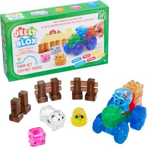 Jelly Blox-Kit La Ferme-18 Blocs Construction Tactiles Pour Créer Sa Ferme-Animaux,Tracteur&Accessoires-Jeu De Consrtuction Sensoriel Pour Enfants Dès 2 Ans-Blocs Souples&Flexibles - Neuf