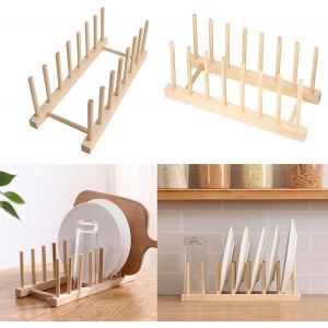 Subzonal-Egoutoire Vaisselle Cuisine &Eacute;gouttoir &Agrave; Vaisselle En Bois Bambou Range Assiette Porte Assiette &Eacute;gouttoir Pour La Cuisine Rangement Pour Assiettes,Verres,Tasses,Planches &Agrave; D&eacute;couper Et Livres - Neuf