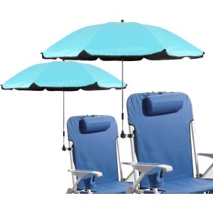 Ulteronixshop-Lot De 2 Parasols De Chaise Avec Pince R&eacute;glable, Upf 50+, Parapluie D'ombrage, Parapluie &Agrave; Clipser Pour Terrasse, Plage, Poussettes, Fauteuils Roulants, Voiturettes De Golf (Bleu) - Neuf