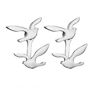 Boucles D'oreilles Tendance En Forme D'hirondelle Pour Femme, Style Simple Et Brillant (Argent) - Neuf