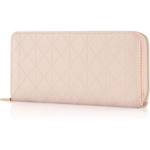 CAUC-Portefeuille Femme Grande Capacit&eacute; Porte Monnaie Femme Portefeuilles et Porte-Cartes Long Format avec Nombreux Compartiments et Porte-Cartes, Rose - Neuf