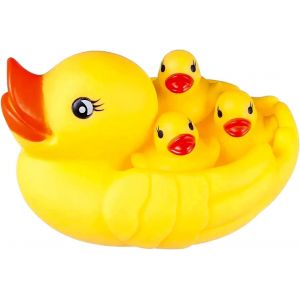 KAL-Jouet De Bain Canard Pour Bebe, 4 Pi&egrave;ce Jeux De Bain Bebe 6 Mois Et Plus, Animaux Jouets Flottants Jaune, Canards Flottants Pour Bain, Baignoire, Piscine - Neuf