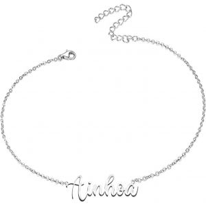 Eryi-Bracelet Pour Femme Avec Prénom En Acier Inoxydable - Pendentif Prénom Personnalisé Argenté Pour Femme - Cadeaux Personnalisés Pour Femme, Mère, Fille, Meilleure Amie - Neuf