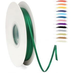 3mm Vert Foncé Fin Ruban Satin Pour Emballage Des Cadeaux,95 Mètres Polyester Rubans Pour Bouquets,Ballon,Couture,N?Uds,Gâteau,Satin Ruban Roll Pour Décoration De Mariage/Anniversaire/Noël/Fête - Neuf