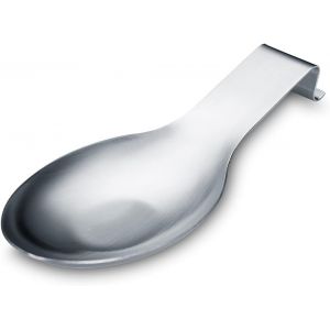 Sjzg-Repose Cuillère En Argent Mat, Porte Cuillère En Acier Inoxydable Pour Cuisinière, Porte Stensiles De Cuisine Pour Louches, Pinces, Spatule, Porte-Cuillère Pour Cuisinière (1pc-9,5 Pouces) - Neuf