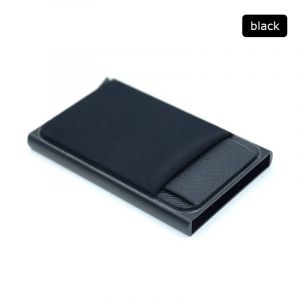 portefeuille mince en aluminium avec &eacute;lasticit&eacute; pochette arri&egrave;re ID porte-carte de cr&eacute;dit Mini portefeuille RFID &eacute;tui pour carte bancaire Pop up automatique--Black - Neuf