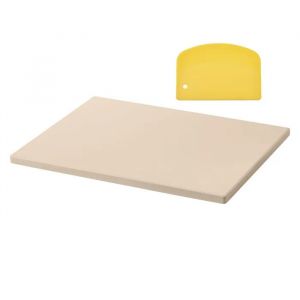 Pierre &agrave; Pizza Rectangulaire en Cordi&eacute;rite de 38 x 30 cm-Duoku-avec Grattoir en PP-R&eacute;sistante &agrave; La Chaleur-Epaisseur de 1,5 cm - Neuf
