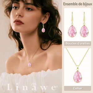 Linawe Ensemble De Bijoux, Bijoux De Mari&eacute;e, Bijoux De Mariage, Bijoux De Mari&eacute;e, Boucles D'oreilles Suspendues Et Pendentifs, Collier Pour Femmes, Disponible En Argent, Or Et Or Rose - Neuf