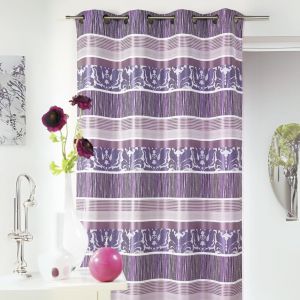 Rideau En Jacquard &Agrave; Rayures Horizontales Color&eacute;es - Neuf