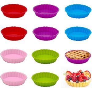 Kal-10 Pièce Mini Moule À Tarte Silicone, 11 Cm Moule Tartelette Silicone, Antiadhésif Plat A Tarte Silicone, Moules À Tartes Et Quiches, Moule Mini Quiche, Pour Cheesecakes, Quiches, Tartes - Neuf