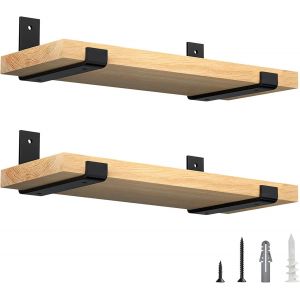 Supports d'étagère murale de 30,5 cm (pour planche de 18,4 cm), lot de 4, fer noir robuste, pour cheminée, cuisine et salle de bain. - Neuf