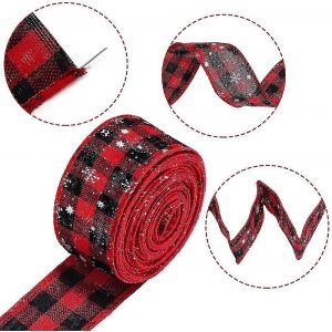Flocon De Neige De Noël Buffalo Ruban À Carreaux Ruban De Bord Filaire Noir Et Rouge Ruban De Toile De Jute À Carreaux - Neuf