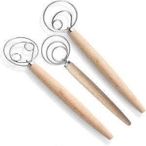 Fouet À Pâte Danois Mélangeur À Pain,3 Pcs Fouet Hollandais En Acier Inoxydable Pour Gâteau Dessert Pain Pizza Pâtisserie - Neuf