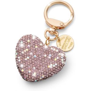 KAL-Coeur Porte-Clés Partenaire Voiture Porte-Clés Paillettes Strass Porte-Clés Couple Cadeau, Saint Valentin, Noël, Rouge - Neuf