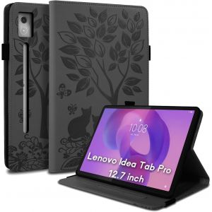 Coque Pour Lenovo Idea Tab Pro (12,7 Pouces 2025 Tb-373Fu Tb-375Fc Étui En Cuir Pu Housse Avec Fente Pour Carte Support Etui Tablette Housse Pour Lenovo Idea Tab Pro-Noir - Neuf