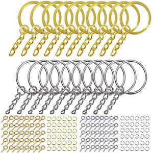 Mevronisshop-220 Pi&egrave;ces Porte-Cl&eacute;s Avec Anneaux De Saut &Agrave; La Cha&icirc;ne Vis &Eacute;pingles &Agrave; Oeil Ensemble Pour L'artisanat De Bricolage En R&eacute;sine - Neuf