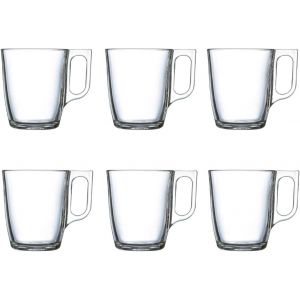 Eryi-Set 6 Tasses À Déjeuner En Verre Micro-Ondable Tasses À Café 25 Cl, Noir - Neuf