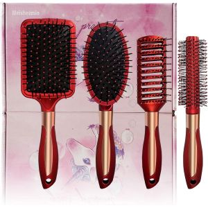 Lot De 4 Brosses À Cheveux, Peigne Ovale De Massage Antistatique, Brosse Démêlante, Brosse À Cheveux Ronde, Brosse À Cheveux Démêlante Pour Femmes, Hommes Et Enfants - Neuf