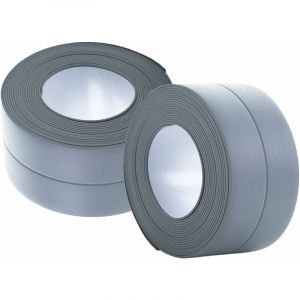 (2 pièces grises) Plinthe souple - Bande d'extrémité pour cuisine et salle de bain 38 mm 3,2 m, joint autocollant, bande pliable flexible, bande d'étanchéité, anthracite - Neuf