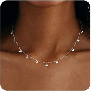 Kal-Collier Femme Or Plaqué Or 18k Chaine/C?ur/Boule/Disque/Perle Collier Ras Du Cou Fine Chaîne Or/Argent Bijoux Femme - Neuf