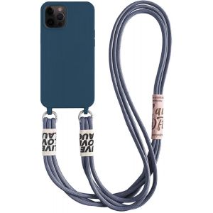Kal-Cha&icirc;ne De T&eacute;l&eacute;phone Portable Pour Iphone 13 Mini - Bandouli&egrave;re - En Silicone Liquide - Avec Cordon De Serrage - Pour Iphone 13 Mini - Bleu Brique - Neuf