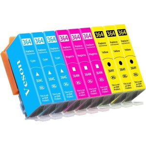 9X 364XL Cartouches d'imprimante compatibles avec Les Cartouches HP 364XL pour Photosmart 5520, 5510, 6510, 6520, 7510, 7520, Deskjet 3520, 3070A, 3522, Officejet 4610 (3 Cyan, 3 Jaune, 3 Magenta) - Neuf