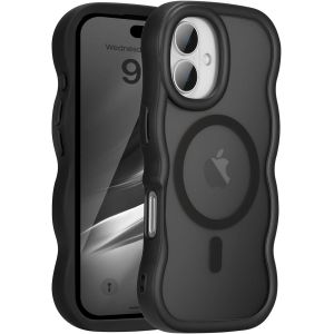 KALANKA-Coque Magn&iquest;&iquest;tique pour iPhone 17 Compatible avec Recharge sans Fil, Wave Frame &iquest;&iquest;tui en Silicone Liquide, Housse de Protection Antichoc Bumper Cover Case avec Anti-Rayures, Noir - Neuf