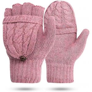 Gants Sans Doigts Pour Femmes - Gants Chauds D¿Hiver. Wool Blend Soft Knitted Warmer Flip Gants - Neuf