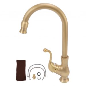 HJLIAN Robinet de salle de bain en laiton antique, robinet de cuisine a poignee unique, robinet d'eau chaude et froide - Neuf