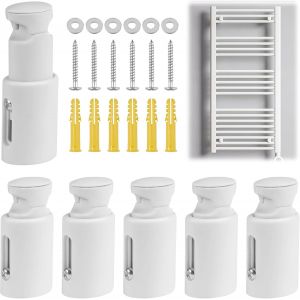 MEVRONISSHOP-6 Pi&egrave;ces Fixation Seche Serviette, Support Seche Serviette, Support Radiateur Mural, Support Universel pour Seche Serviette, Convient aux Radiateurs de Salle de Bains Droits ou Courb&eacute;s ( - Neuf