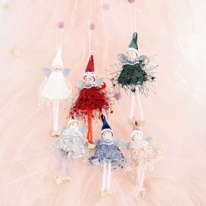 6 Morceaux Ange De No&euml;l En Peluche Poup&eacute;es, Mini Pendaison De Poup&eacute;e Ange Ornement De Cadeau Pour Les Enfants De No&euml;l En Peluche Pendentif Ange Pour Les Vacances De No&euml;l Faveurs De Partie De Mur De - Neuf