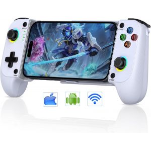 Manette De Jeu Mobile Pour Iphone/Android Avec Support Case, Effet Hall, Joysticks Avec Fonction Turbo, Manette Pratique Sans Fil Pour Android Avec Rvb, Convient Pour Les Jeux En Nuage[Z707] - Neuf
