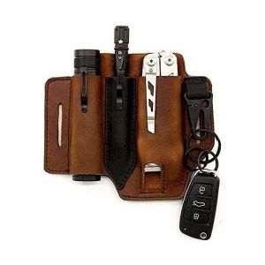 Organiseur De Poche Edc En Cuir De Qualité Supérieure Avec Porte-Clés ¿ Étui Compact Pour Multi-Outils Pour Le Transport Quotidien Et Les Aventures En Plein Air - Neuf