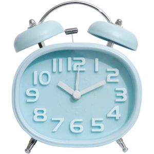 KAL-Rétro Quartz Réveil À Double Cloche Non Tic-Tac Silencieux Avec Rétro-Éclairage, Réveil Fort Puissant Pour Dormeurs Lourds, Bleu Petite Horloge De Chevet Pour Chambre, Bureau, Voyage - Neuf