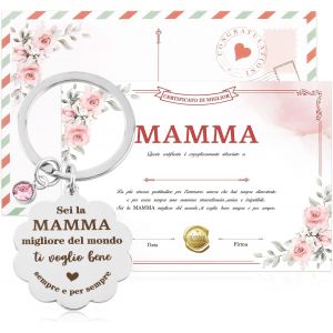 CHECARZHN--NO1-Porte-Clés Pour Mère En Italien Avec Carte De V?ux Enveloppe Kraft Pour Cadeau De Noël Fête Des Mères Anniversaire Pour Maman - Neuf