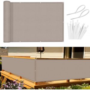 SJZG-Brise Vue Balcon Taupe 100X300 Cm, Cache Brise Balcon Pour Jardin Exterior Pes, Avec Trous Et Serre Câbles, Uv Résistant - Neuf