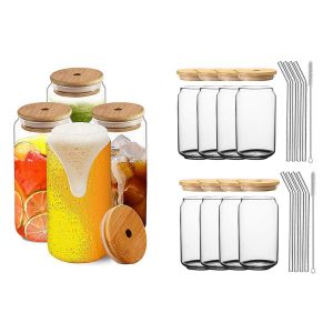 Lot De 2 Gobelets &Agrave; Caf&eacute; Glac&eacute; En Verre De 473 Ml (16 Oz) Avec Couvercles Et Pailles - Neuf