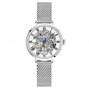 Montre Aut Femme Automatic Argent&eacute; Cadran Blanc Bracelet Acier Milanais Argent&eacute; 14 Mm - Neuf