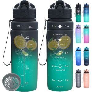 Kal-Bouteille D'eau De Sport, 1 L, 700 Ml, 500 Ml, Bouteille D'eau Anti-Fuite Pour Enfants, Bouteille D'eau Avec Marquages De Temps Motivants Et Filtre, Bouteille De Sport Tritan Sans Bpa Pour - Neuf