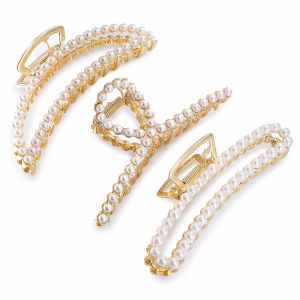 Grandes Pinces À Cheveux En Perles Pour Femmes Et Filles, 11,4 Cm, Zinc Et Aluminium - Neuf